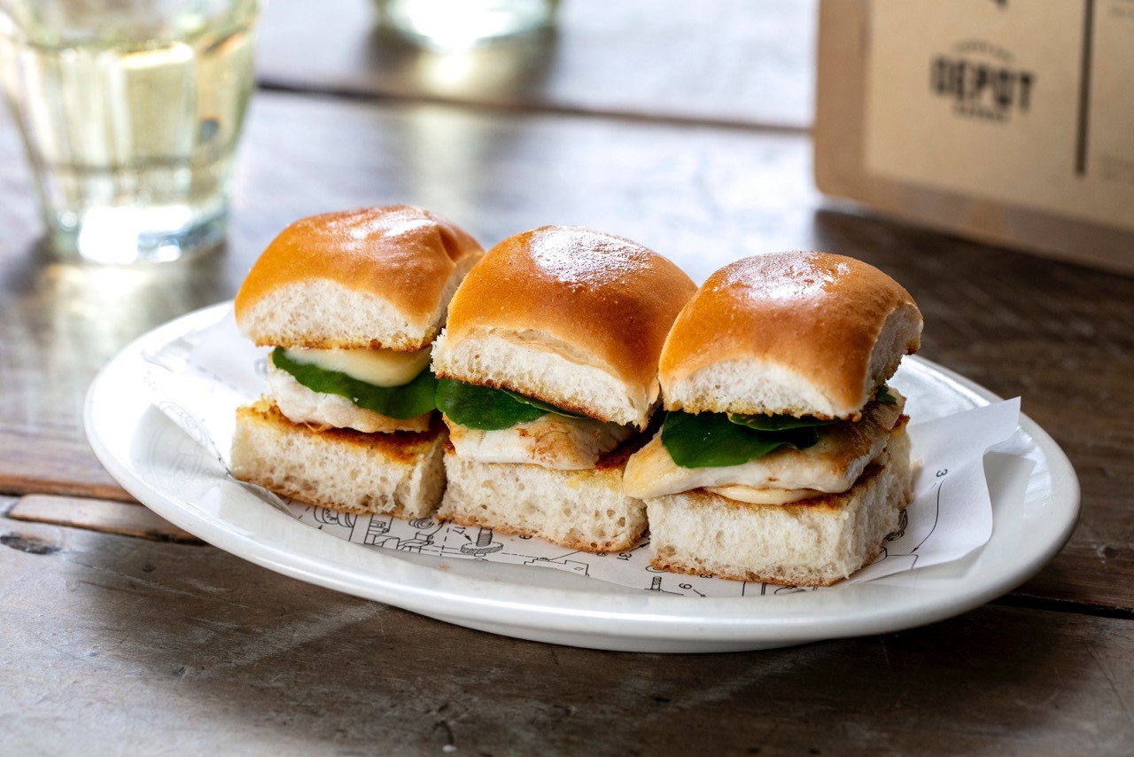 Depot Eatery and Oyster Bar - Turbot sliders with pickled lemon mayo & watercress