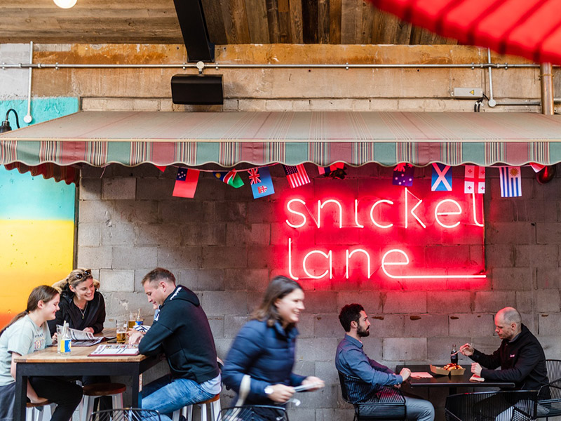 People having drinks at Snickel Lane in Auckland Central